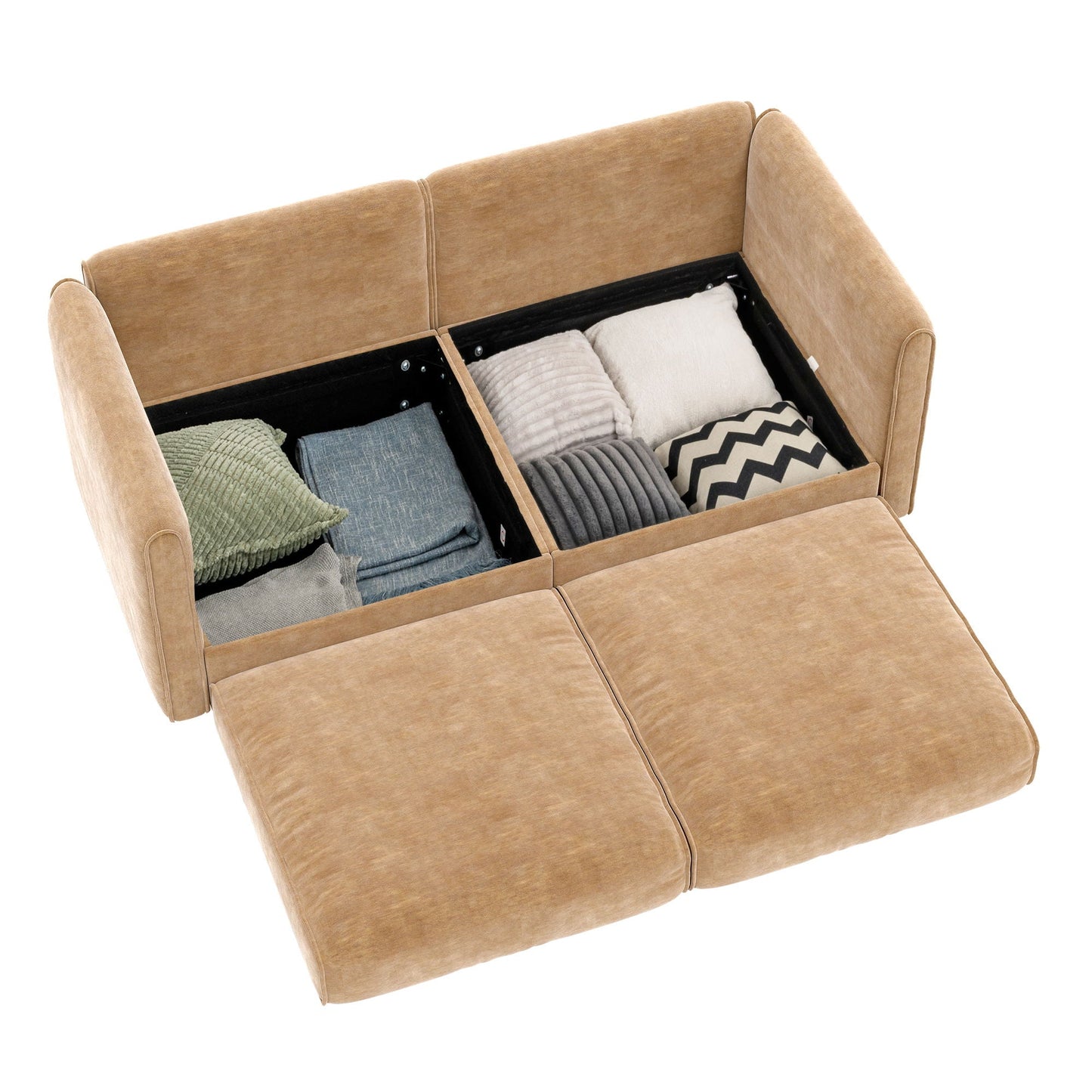 Modern Sofa with Storage and Cylindrical Backrest