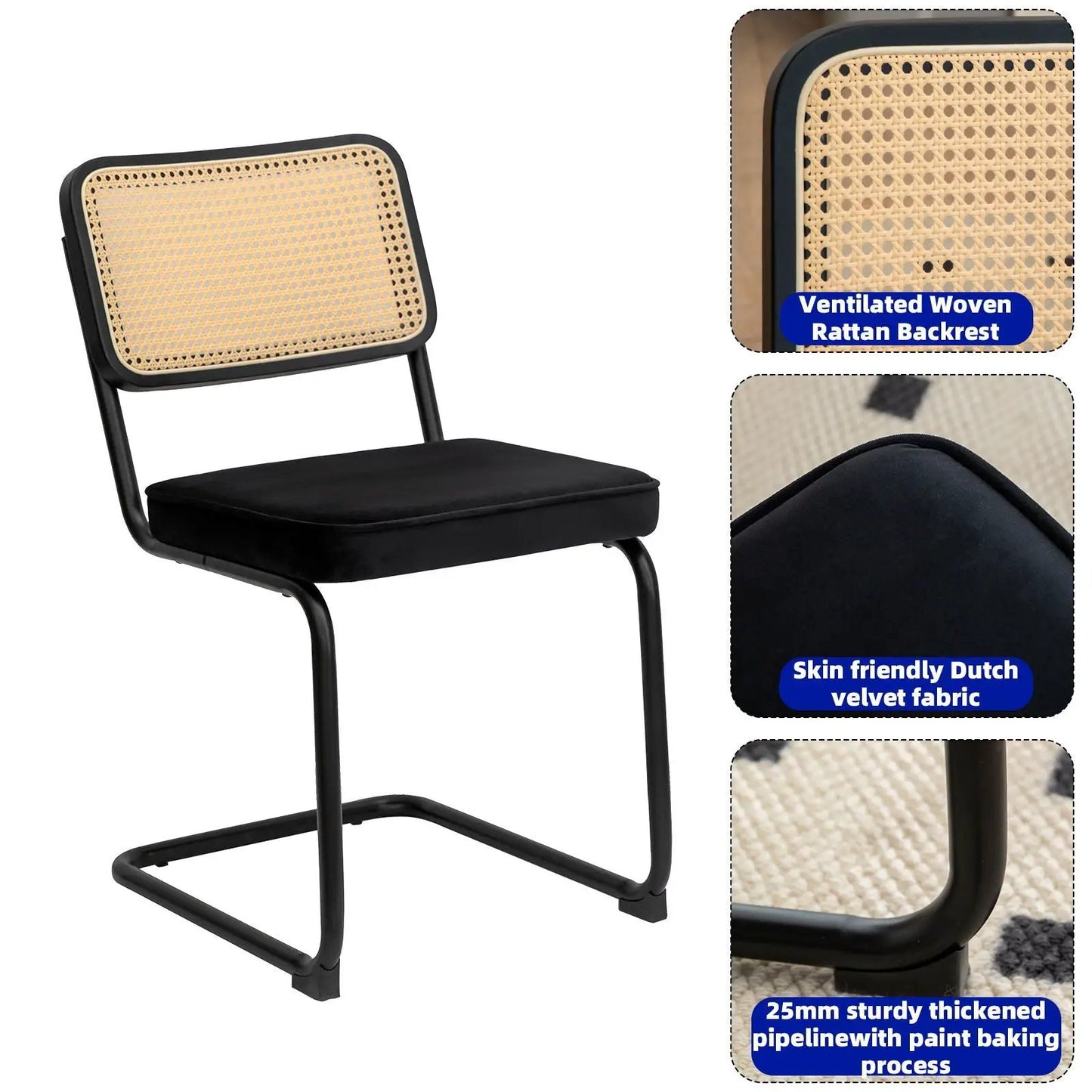 Rattan Accent Dining Chairs With Painted Legs