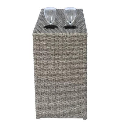 Weather resistant wicker end table with cup holders in dark brown/gray, HouseOfZazla on Tampa Home & Garden Store