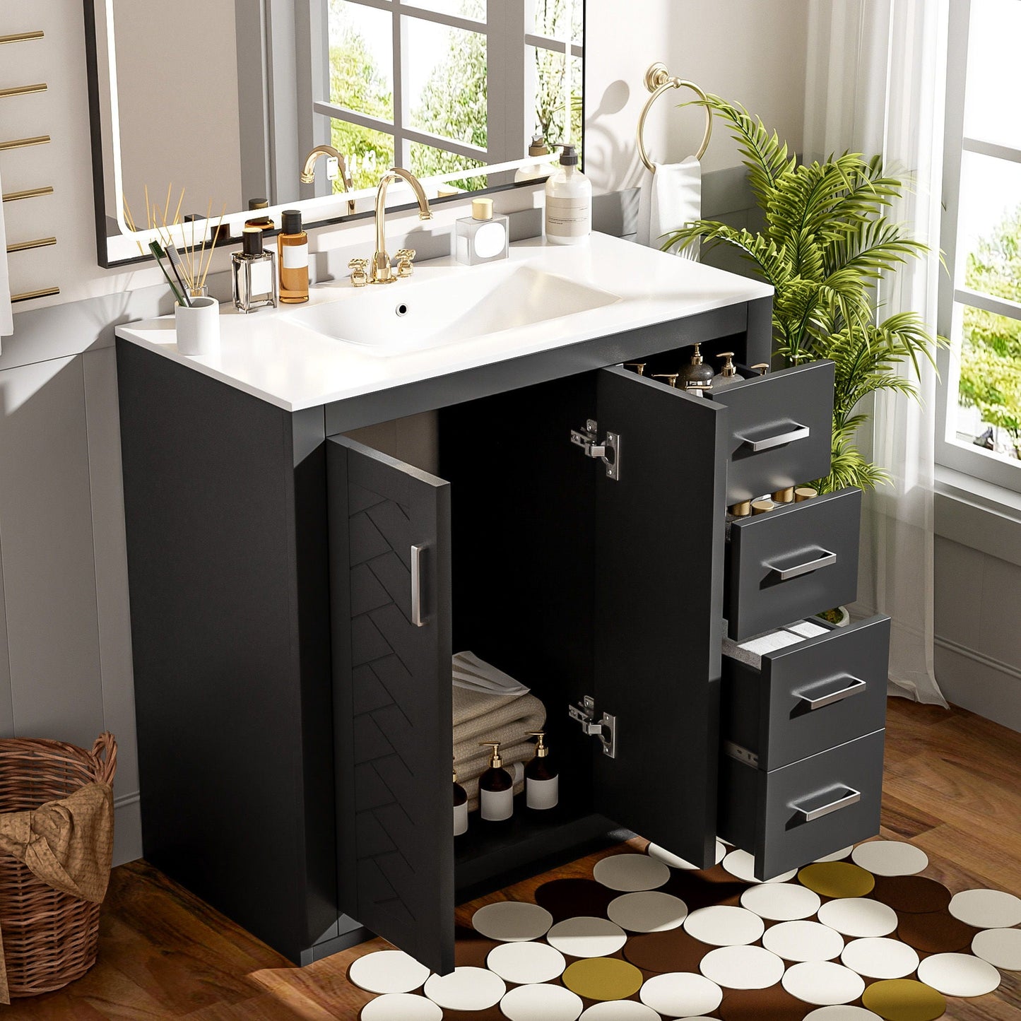 Bathroom Vanity With Sink and Storage Cabinet
