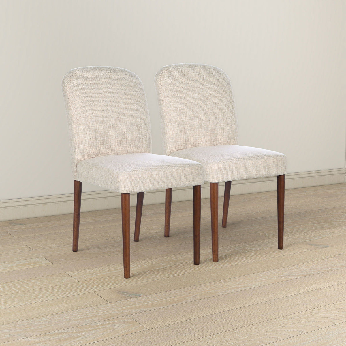 Capri beige linen dining chairs set of 2 with solid wood legs by HouseOfZazla on Tampa Home & Garden Store