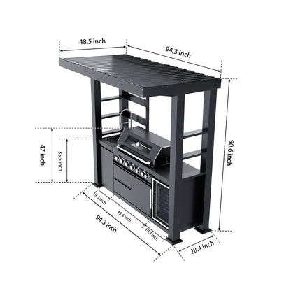 HouseOfZazla 94-Inch 6-Burner Deluxe Stainless Steel Gas Outdoor Kitchen Grill with cabinet on Tampa Home & Garden Store