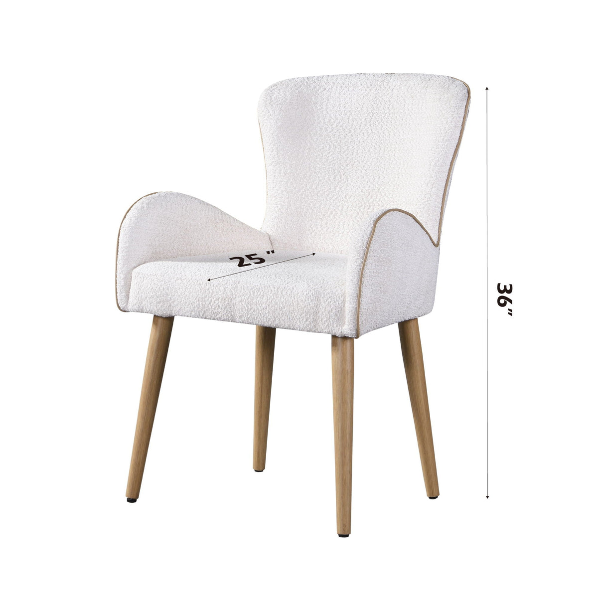 Boucle beige side chair set of 2 with upholstered seats and light wood legs on Tampa Home & Garden Store
