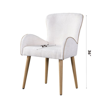 Boucle beige side chair set of 2 with upholstered seats and light wood legs on Tampa Home & Garden Store