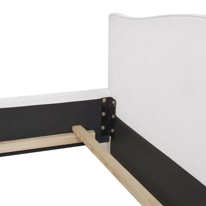 Marcella Upholstered Shelter Headboard Bed in gray fabric with black frame by Unique Piece on Tampa Home & Garden Store
