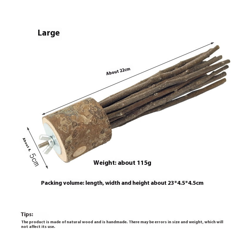 Natural log molar rod toy for hamster rabbit guinea pig with sticks and wood base on Tampa Home & Garden Store