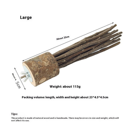 Natural log molar rod toy for hamster rabbit guinea pig with sticks and wood base on Tampa Home & Garden Store