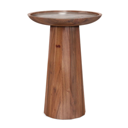 Dayton Handcrafted Wooden Accent Table with round top and warm wood grain pedestal base on Tampa Home & Garden Store