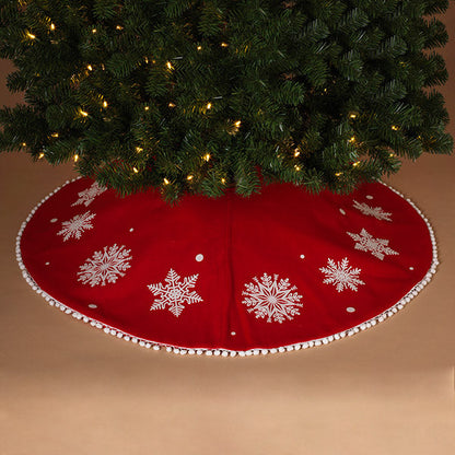 Falda de árbol con pompones de fieltro rojo de 48"