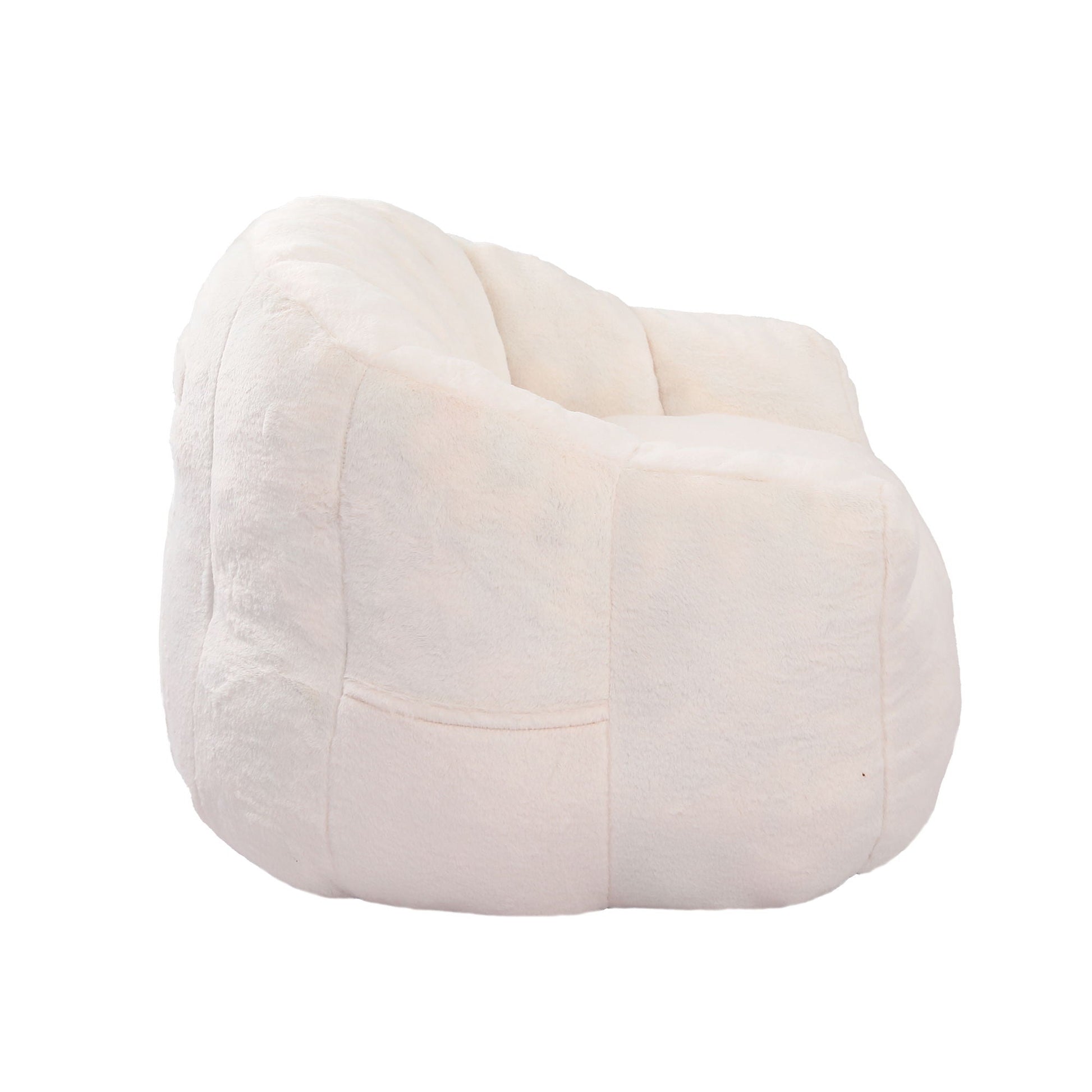 Beanbag chair with armrests by HouseOfZazla cream plush fabric, high-density foam filling on Tampa Home & Garden Store
