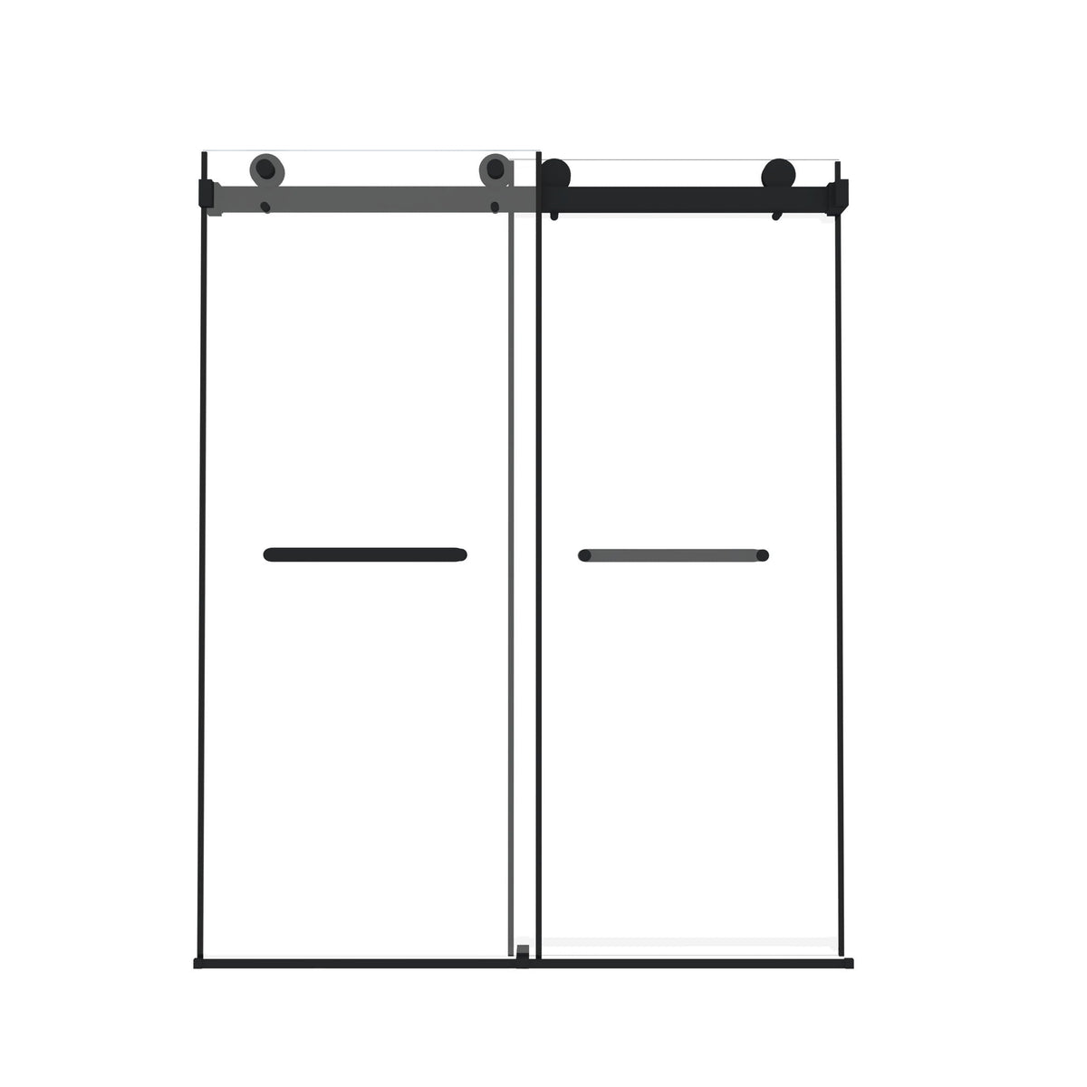 Frameless double sliding shower door with tempered glass gold gray black HouseOfZazla on Tampa Home & Garden Store