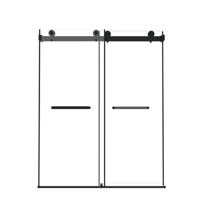 Frameless double sliding shower door with tempered glass gold gray black HouseOfZazla on Tampa Home & Garden Store
