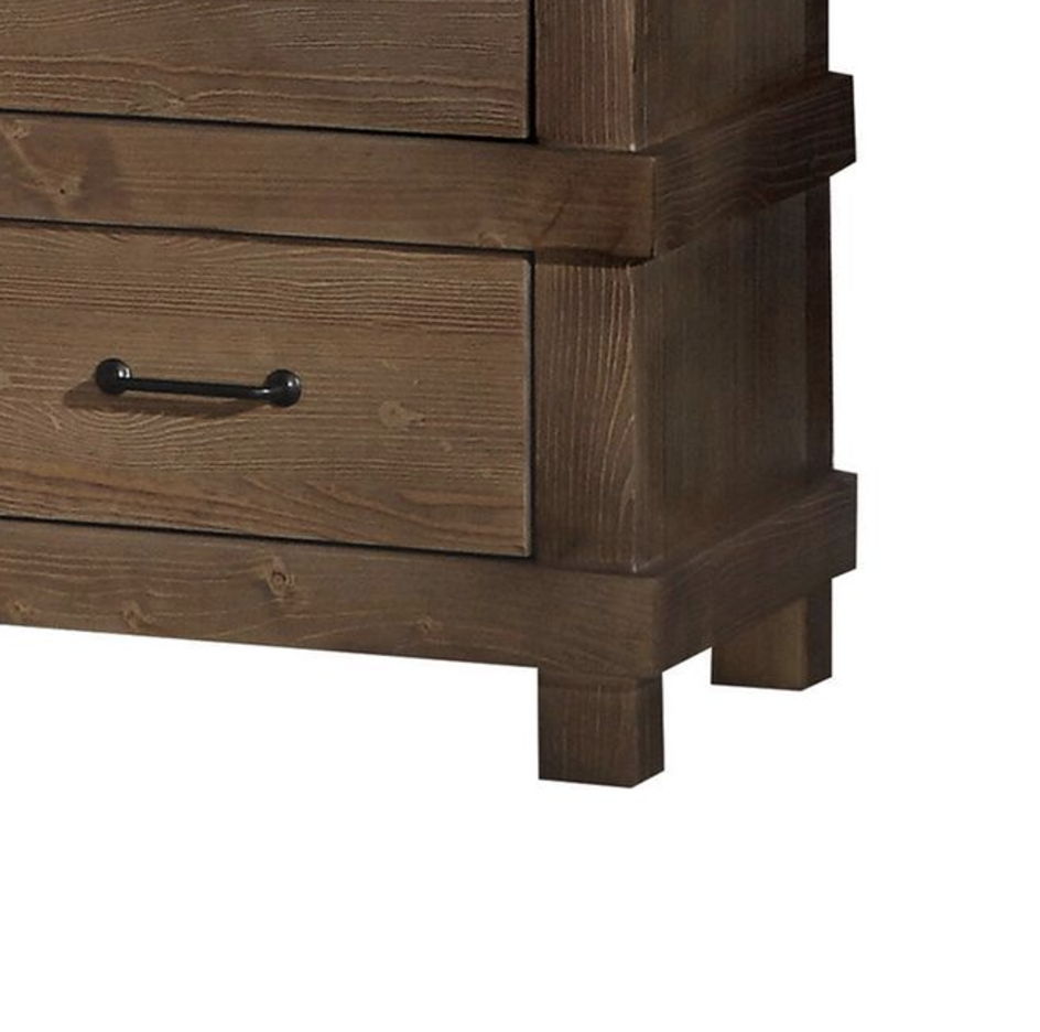 Adams Antique Nightstand Oak with single drawer and black metal pull rustic wood finish on Tampa Home & Garden Store