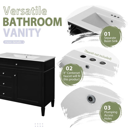 Bathroom vanity with mirror cabinet, black finish, 2 doors and 4 drawers, Unique Piece Furniture on Tampa Home & Garden Store