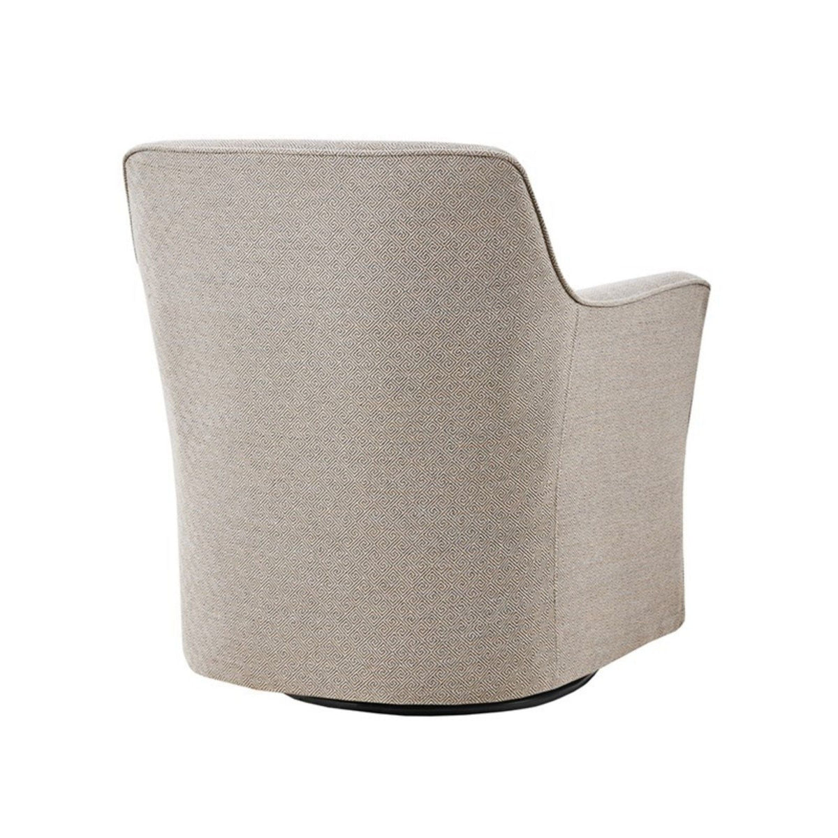 HouseOfZazla swivel glider chair in beige fabric with black metal base, 360° rotation on Tampa Home & Garden Store