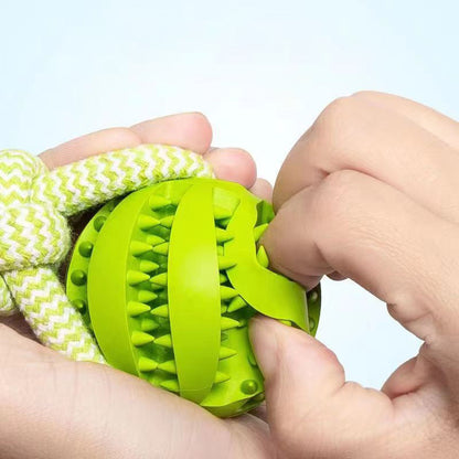 Dog treat ball rubber toy with spikes hemp rope bite resistant chew toy for small dogs on Tampa Home & Garden Store
