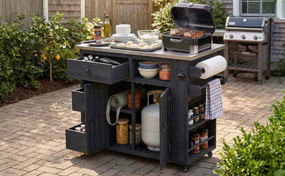 Extendable Outdoor Kitchen Island and Cart
