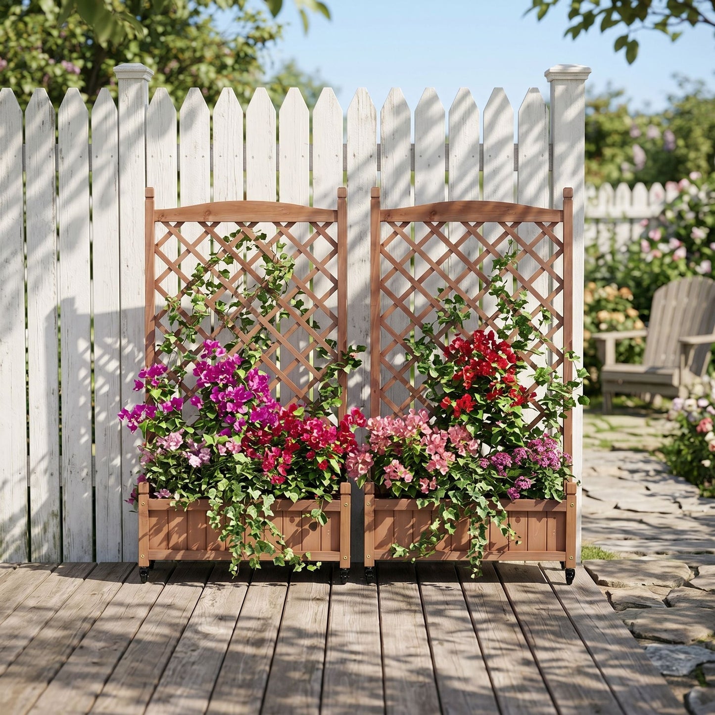 Outdoor Raised Garden Bed with Trellis 2 Pack