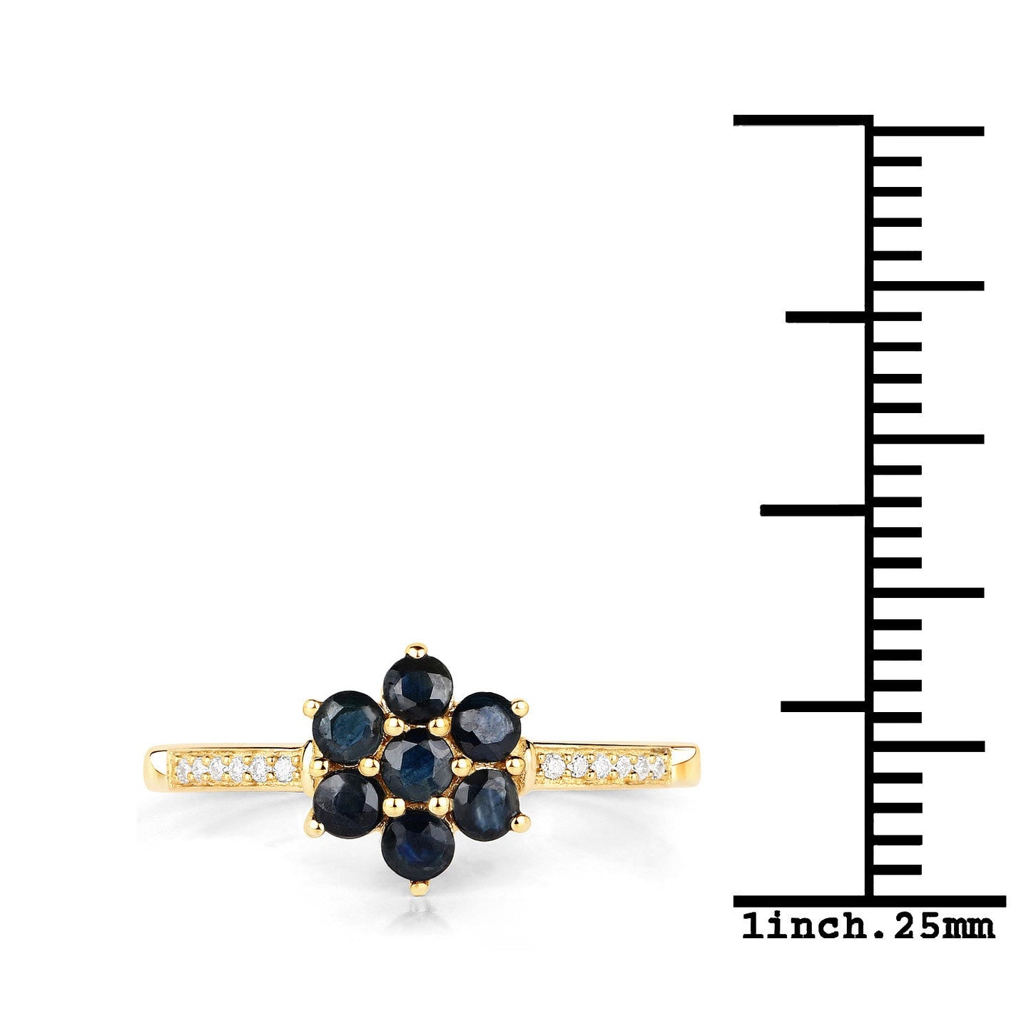 Ring with a blue sapphire cluster and white diamonds on a 10K yellow gold band by Bids.com on Tampa Home & Garden Store