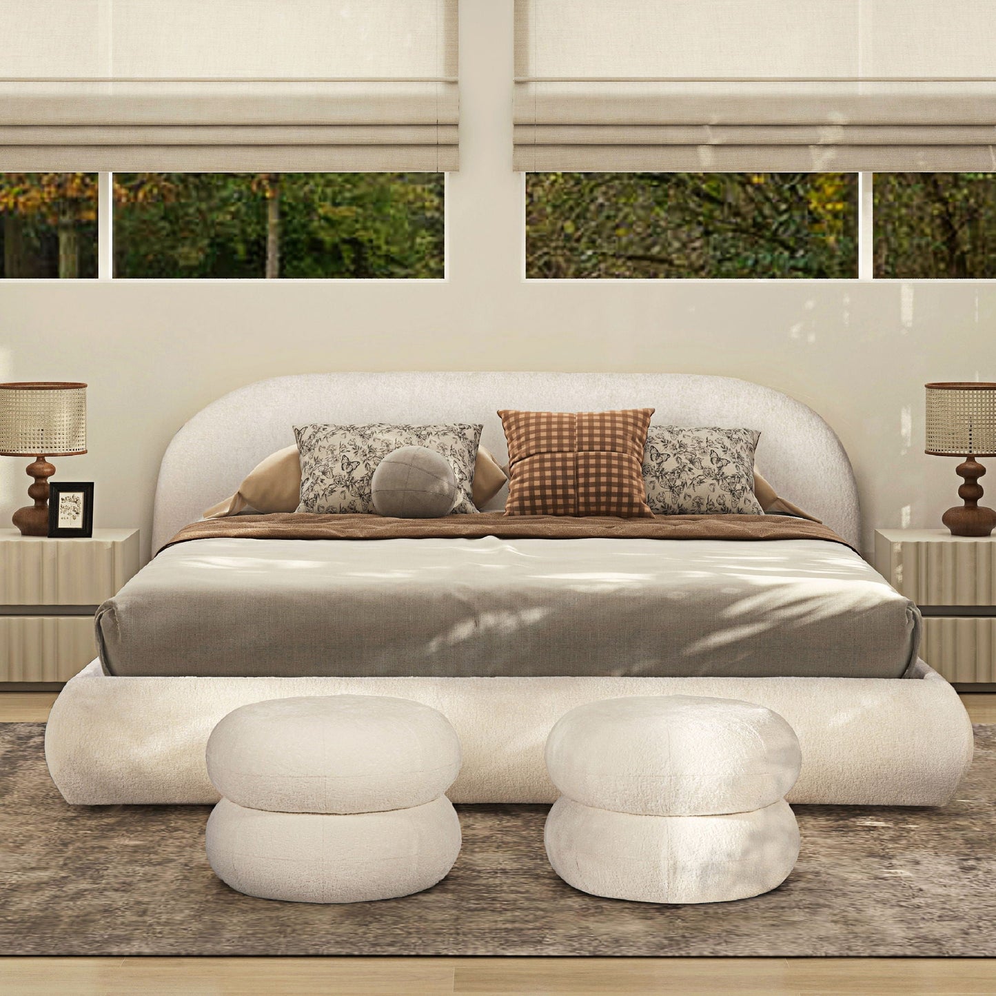 Archie Puffy Upholstered Platform Bed and Frame