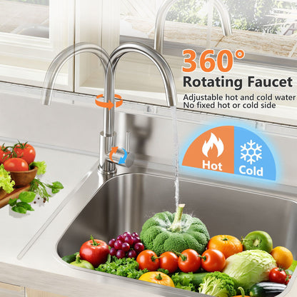 Outdoor stainless sink with freestanding workbench and left drawer; 360° rotating faucet on Tampa Home & Garden Store