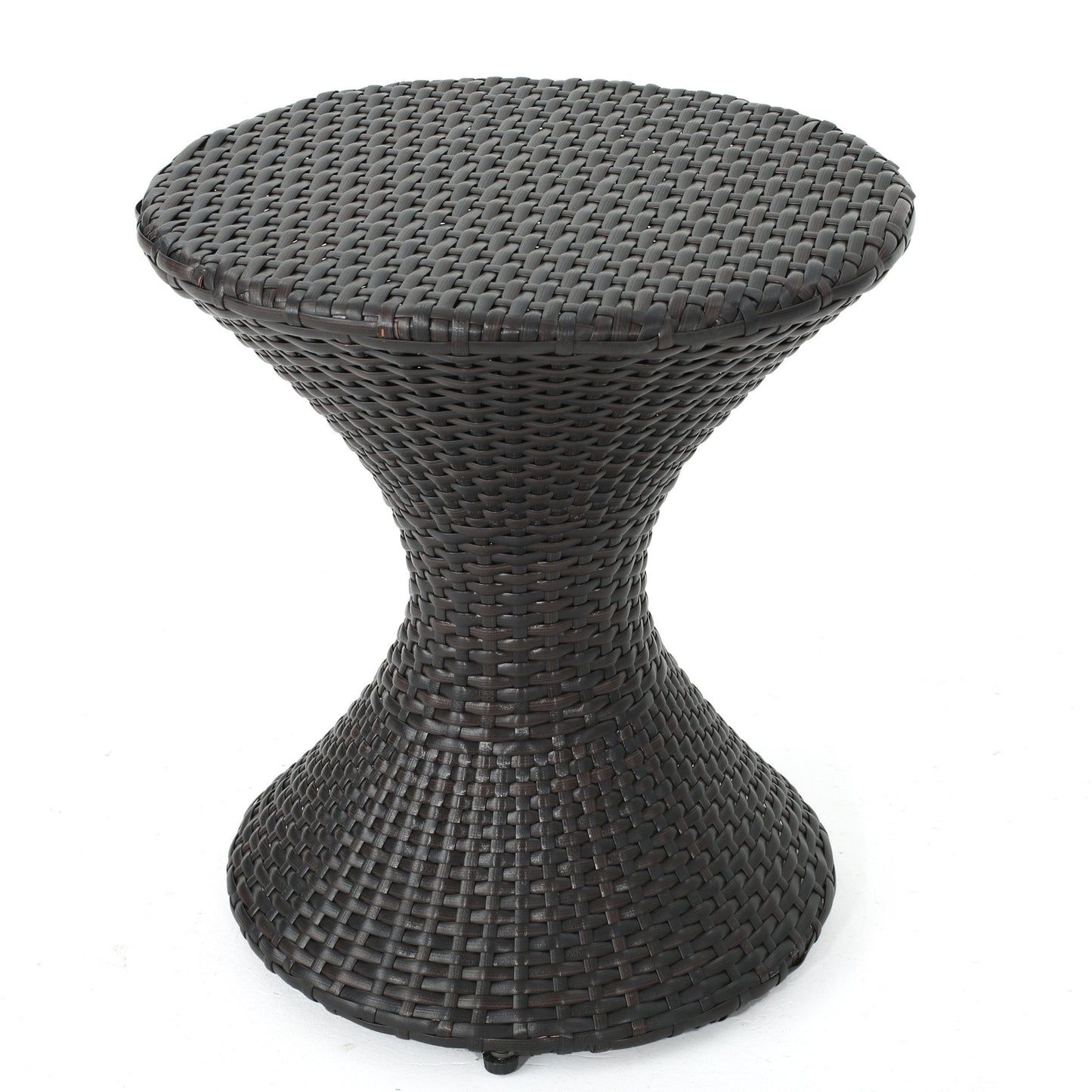 Outdoor 16 Inch Wicker Hourglass Side Table