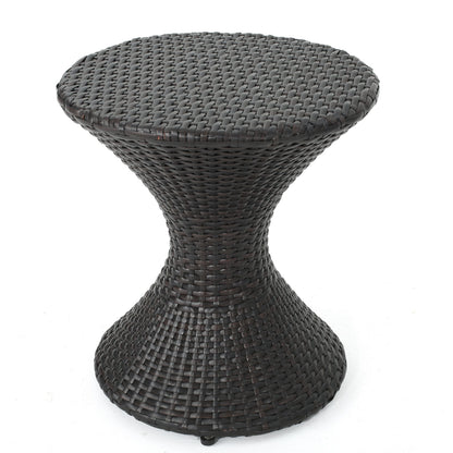 Outdoor 16 Inch Wicker Hourglass Side Table