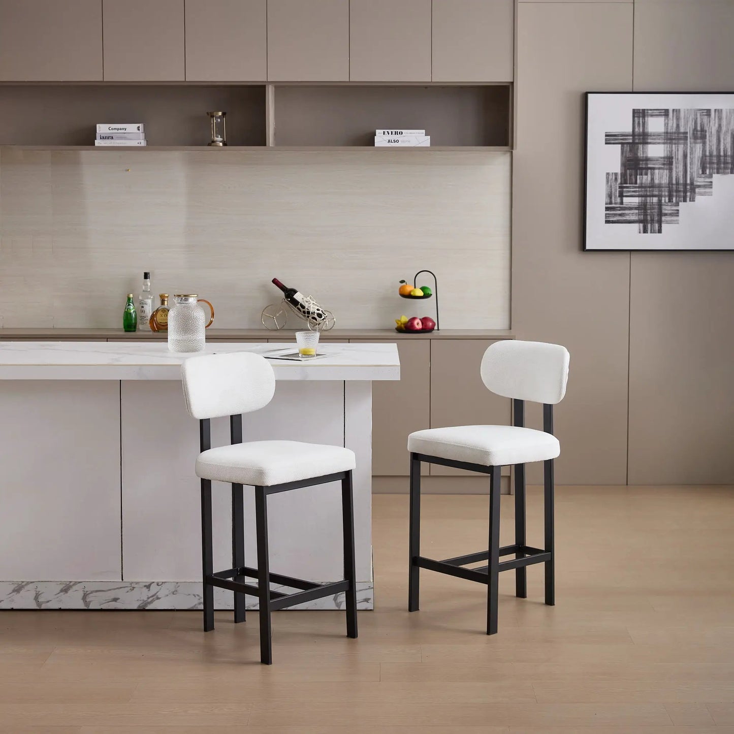 Modern Counter Height Stools Set of 2 Cushions