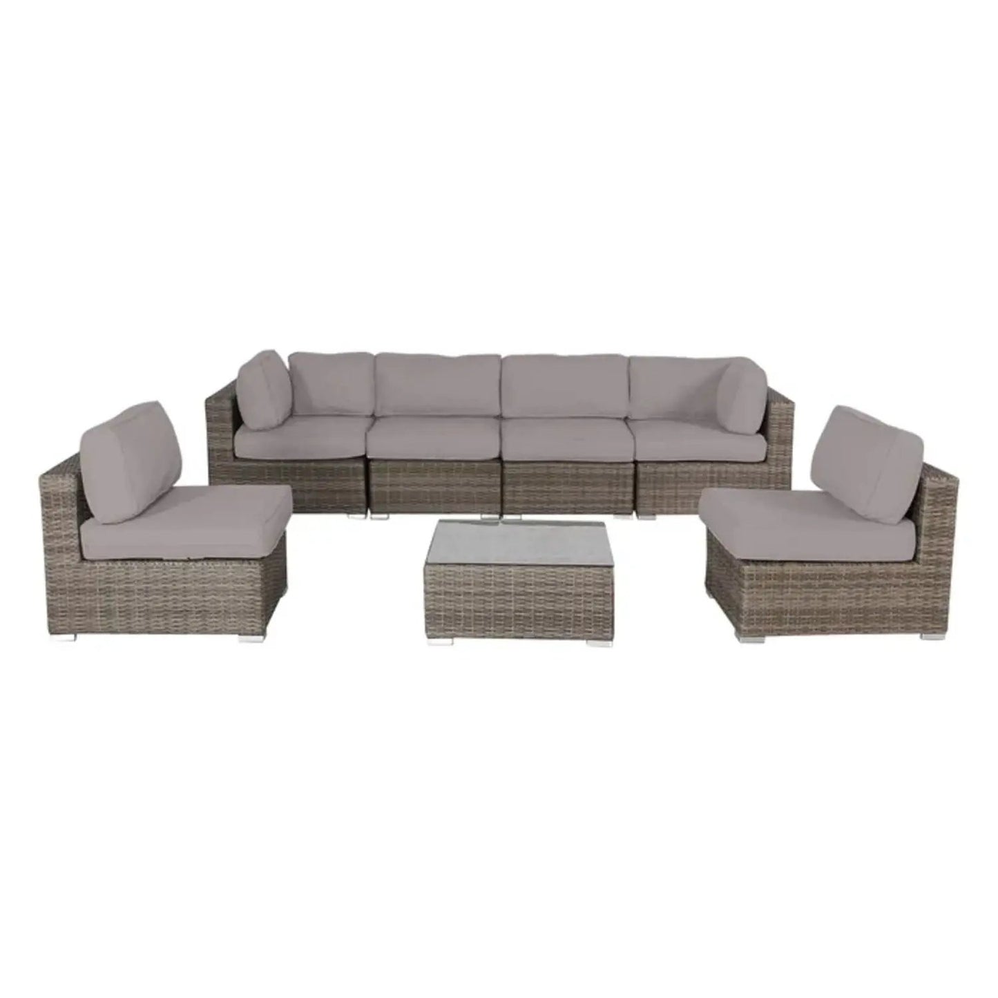 4-piece outdoor wicker seating set with taupe cushions by Unique Piece Furniture on Tampa Home & Garden Store