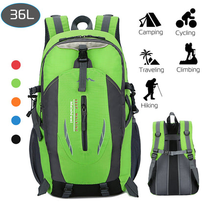 GemGear 36L waterproof hiking backpack bright green with grey panels adjustable straps on Tampa Home & Garden Store