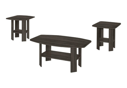 Oak wood table set featuring a coffee table and two end tables in a dark oak finish on Tampa Home & Garden Store
