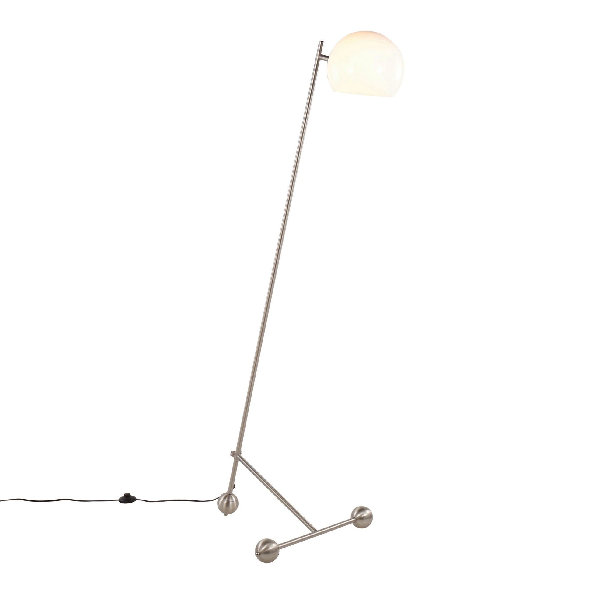 Eileen floor lamp nickel with white glass shade, contemporary design, HouseOfZazla on Tampa Home & Garden Store