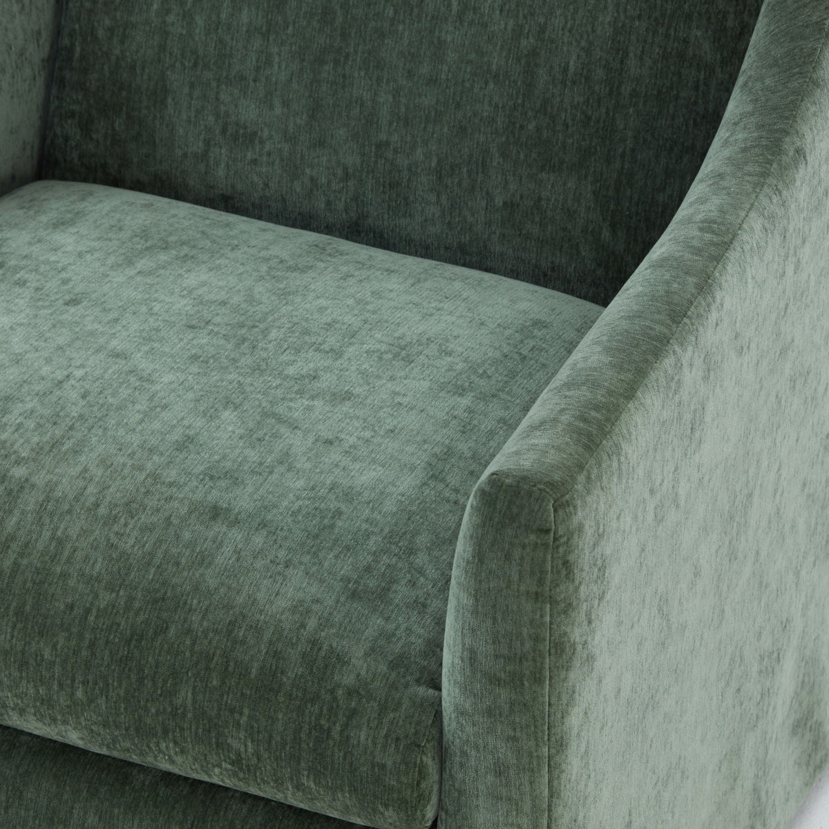 Skirted swivel accent chair HouseOfZazla green velvet upholstery on Tampa Home & Garden Store