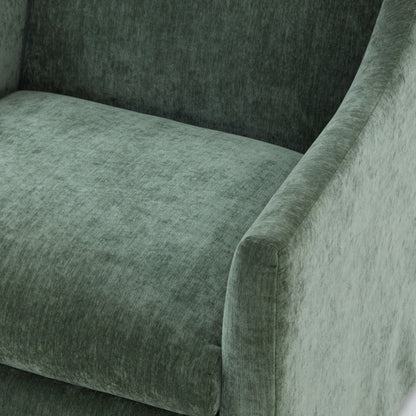 Skirted swivel accent chair HouseOfZazla green velvet upholstery on Tampa Home & Garden Store