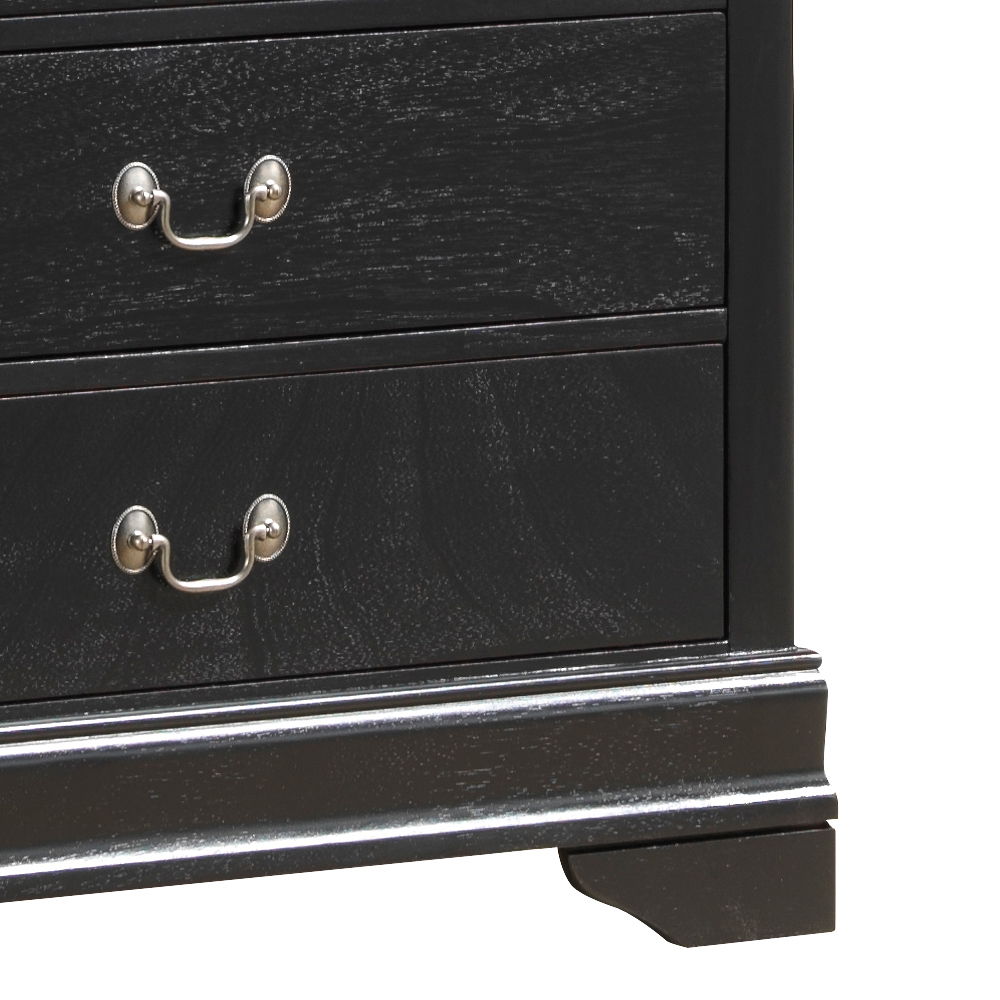 Traditional Storage Chest with carved base, black distressed finish, dual dovetail drawers on Tampa Home & Garden Store