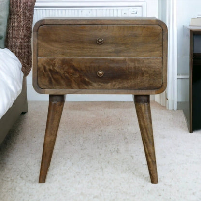 Curved nightstand by Unique Piece Furniture, accent wood nightstand with two drawers on Tampa Home & Garden Store