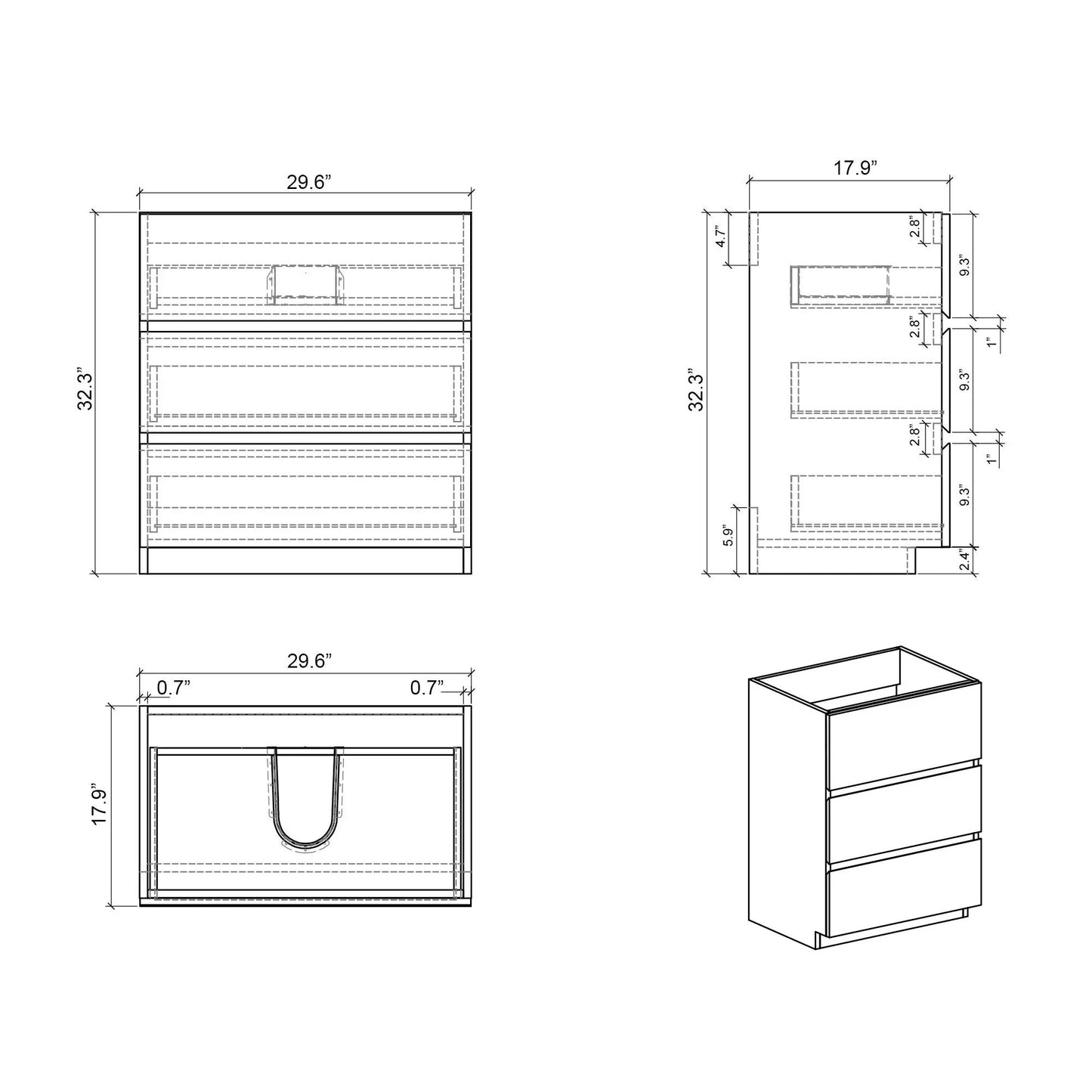 Alice Bathroom Vanity with Large Storage and Sink