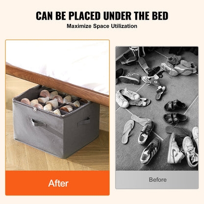 Under Bed Shoe Storage Organizer gray fabric with divided compartments HouseOfZazla on Tampa Home & Garden Store