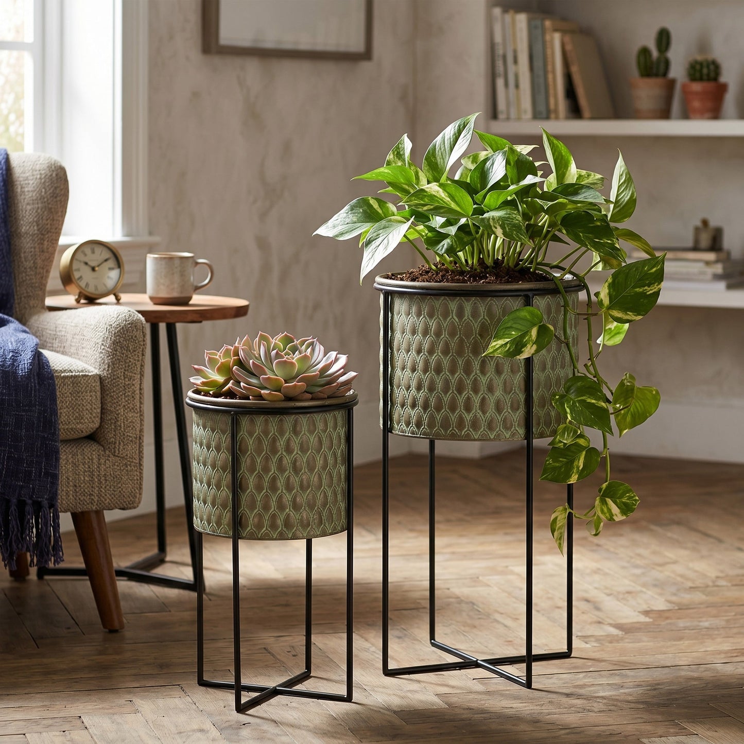 Set of Two Textured and Modern Garden Pots