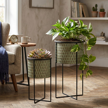 Set of Two Textured and Modern Garden Pots