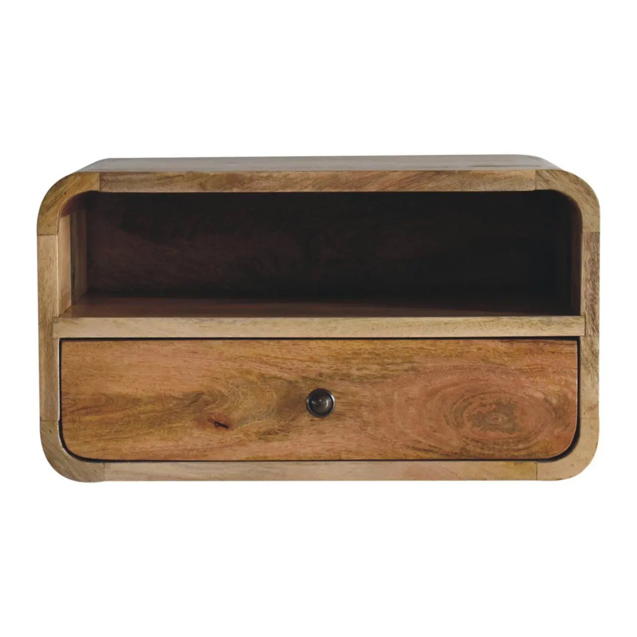 Curved Upper Slot Floating Nightstand with Drawer
