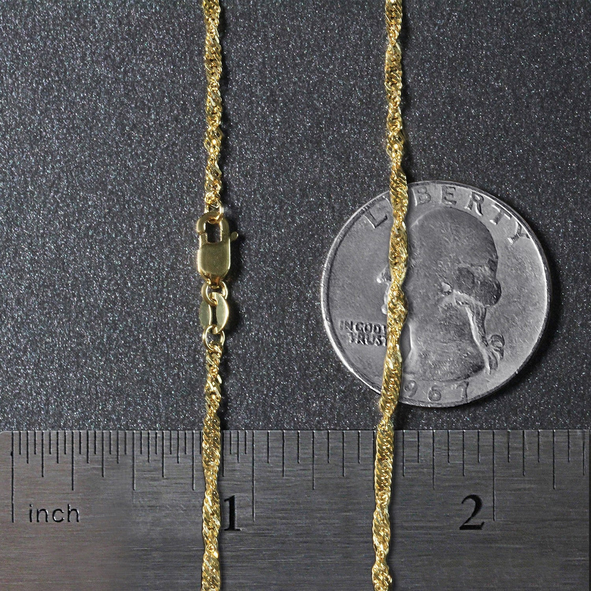 14k yellow gold Singapore chain necklace 1.7mm pair shown by Bids.com on Tampa Home & Garden Store