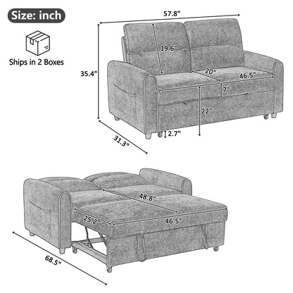 Sleeper Loveseat pull-out with adjustable back USB ports, side pockets by Unique Piece Furniture on Tampa Home & Garden Store