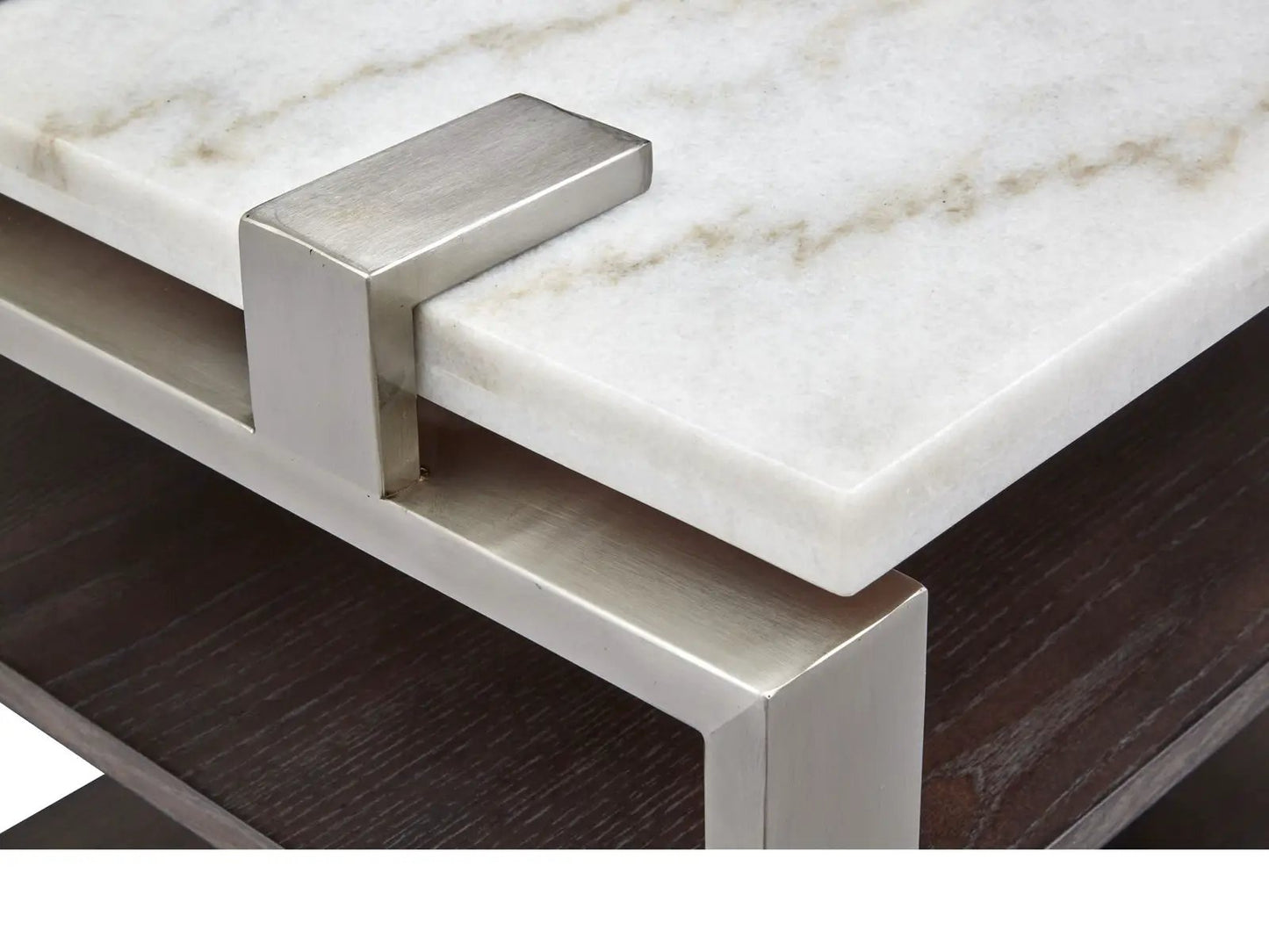 End table Paradox Rectangular Table with white marble top and brushed metal frame on Tampa Home & Garden Store
