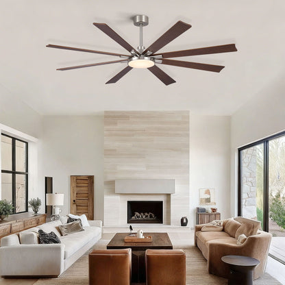 Ceiling fan eight-blade brown wood with dimmable LED light and remote HouseOfZazla on Tampa Home & Garden Store