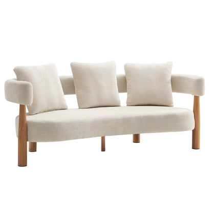 Luxe Modern Curved Three Seater Chenille Sofa