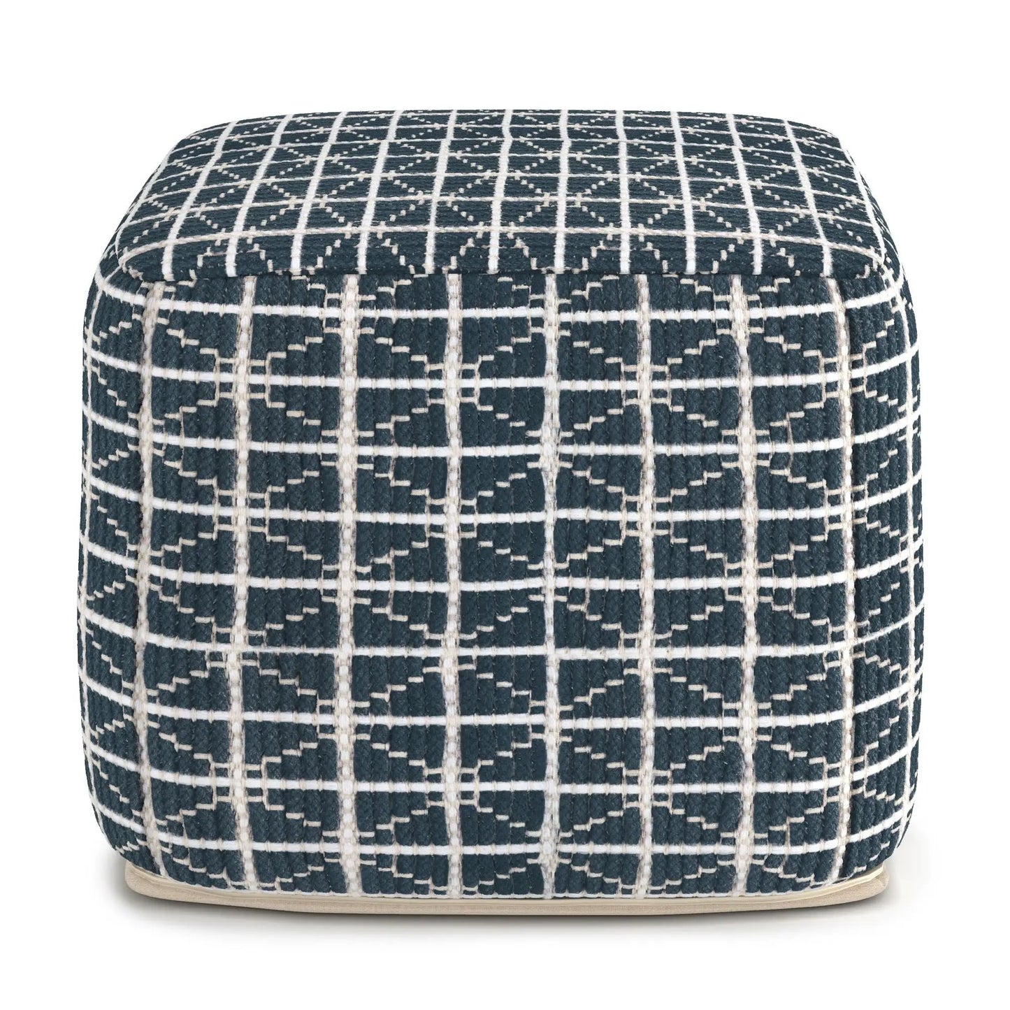 Noreen Upholstered Square Pouf Hand Woven Dark