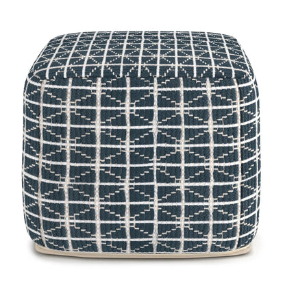 Noreen Upholstered Square Pouf Hand Woven Dark
