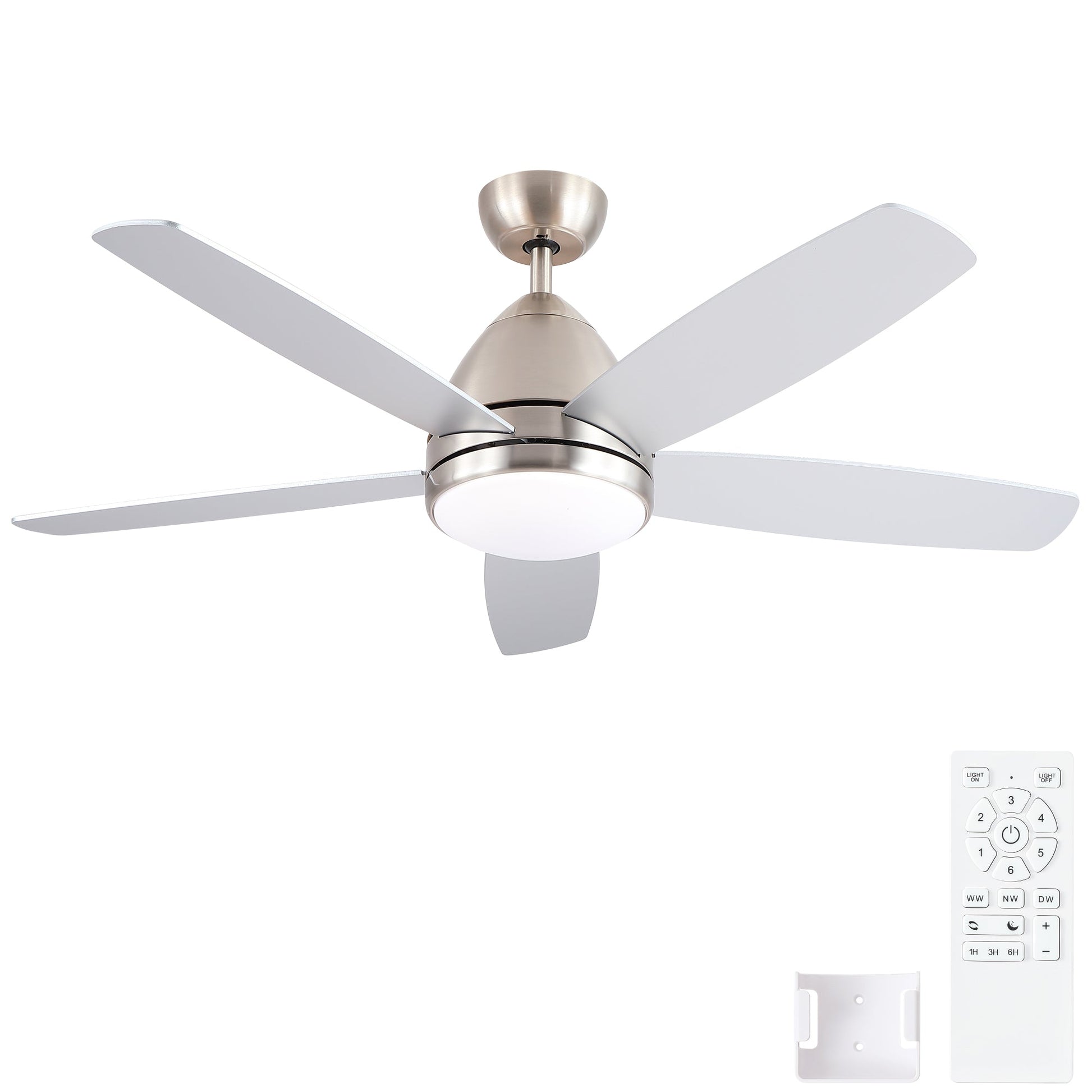 52 in brushed nickel ceiling fan by HouseOfZazla with integrated LED light kit and remote on Tampa Home & Garden Store
