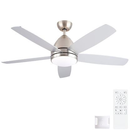 52 in brushed nickel ceiling fan by HouseOfZazla with integrated LED light kit and remote on Tampa Home & Garden Store